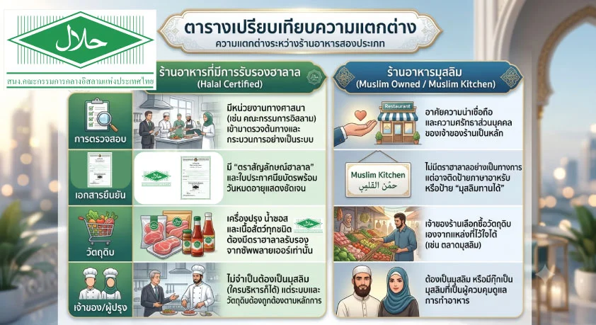 What is the difference between a halal-certified restaurant and a Muslim-owned restaurant?
