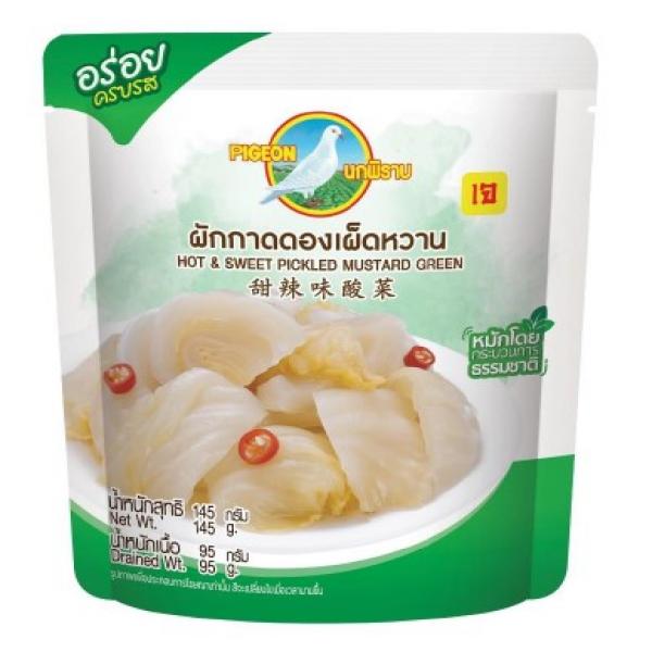 ผักกาดดองเผ็ดหวาน บรรจุถุงอลูมิเนียมฟอยล์