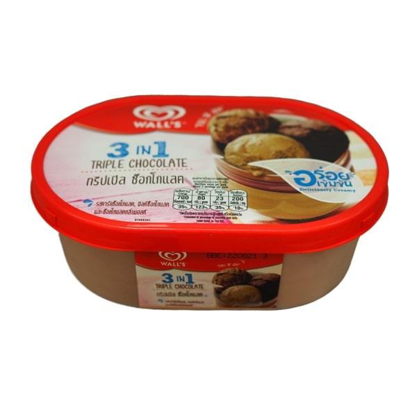 WALL'S 3 IN 1 TRIPLE CHOC (DARK CHOCOLATE, MILK CHOCOLATE AND MALT CHOCOLATE FLAVOURED ICE CONFECTION)