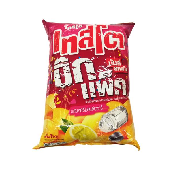 Salt and Sour  Flavored Potato Chips Flat out