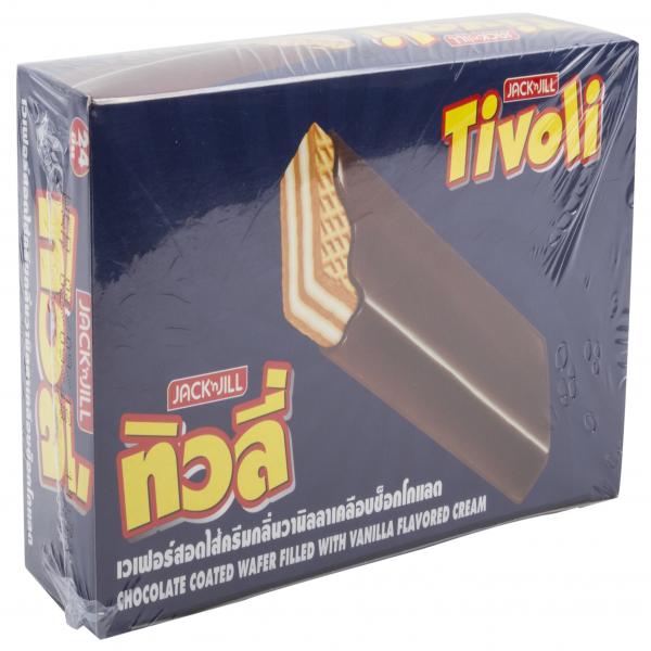 เวเฟอร์สอดไส้ครีมกลิ่นวานิลลาเคลือบช็อกโกแลต