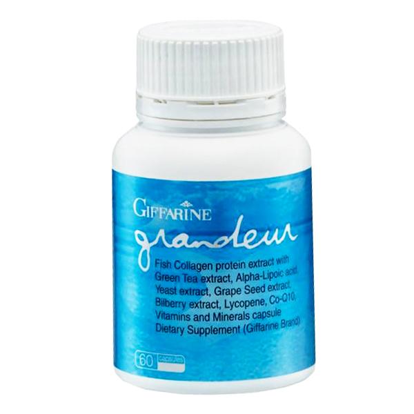 แกรนเดอร์ (ผลิตภัณฑ์เสริมอาหาร คอลลาเจนจากปลาทะเล ผสม  สารสกัดจากชาเขียว, กรดอัลฟาไลโปอิก, สารสกัดจากยีสต์,  สารสกัดจากเมล็ดองุ่น, สารสกัดจากบิลเบอรี่, ไลโคพีน, โคเอนไซม์คิวเทน, วิตามินและแร่ธาตุ ชนิดแคปซูล) (ตรากิฟฟารีน)
