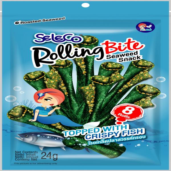 Roasted Rolled Crispy Seaweed Topped with Crispy Fish
