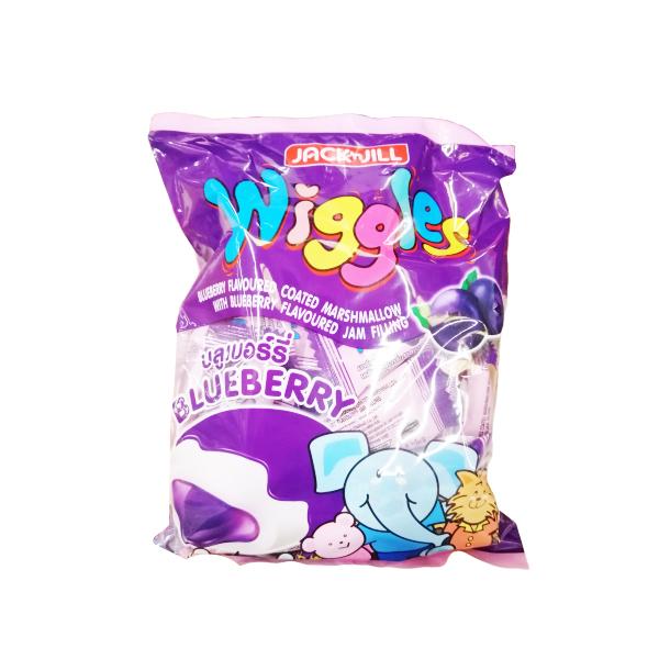 มาร์ชแมลโลว์เคลือบครีมกลิ่นบลูเบอร์รี่ สอดไส้แยมกลิ่นบลูเบอร์รี่