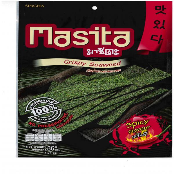 สาหร่ายทะเลทอดกรอบ รสสไปซี่ (ขนาด 14 , 36 กรัม) (Export)