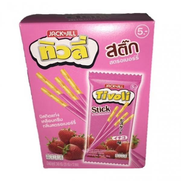 Biscuit Stick Coated with Strawberry Flavoured Cream