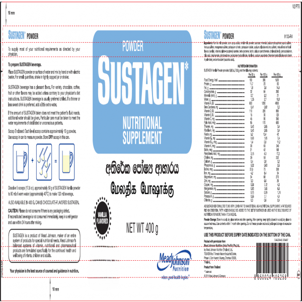 Sustagen Nutritional Supplement Powder Vanilla Flavored