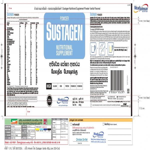 Sustagen Nutritional Supplement Powder Vanilla Flavored