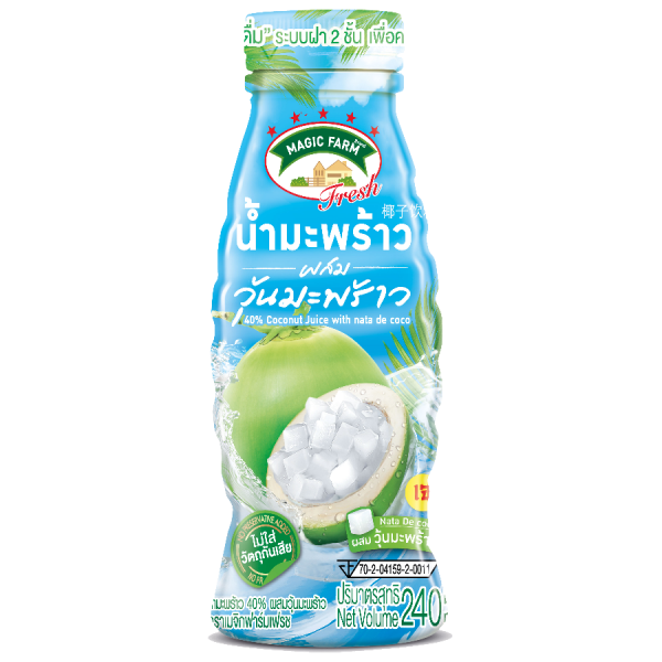 เครื่องดื่มน้ำมะพร้าว 40% ผสมวุ้นมะพร้าว
