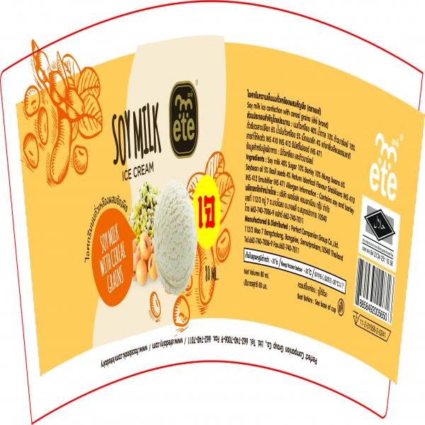 Soy milk ice confection with cereal grains