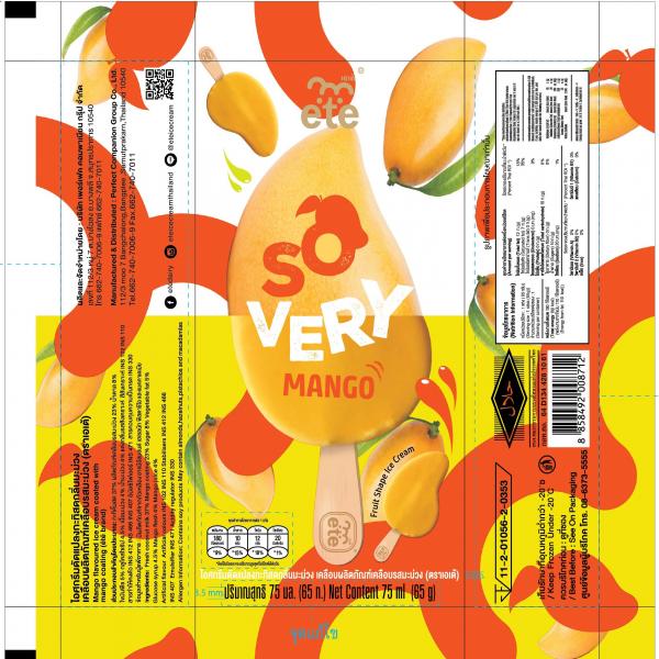 Mango flavoured ice cream coated with mango coating