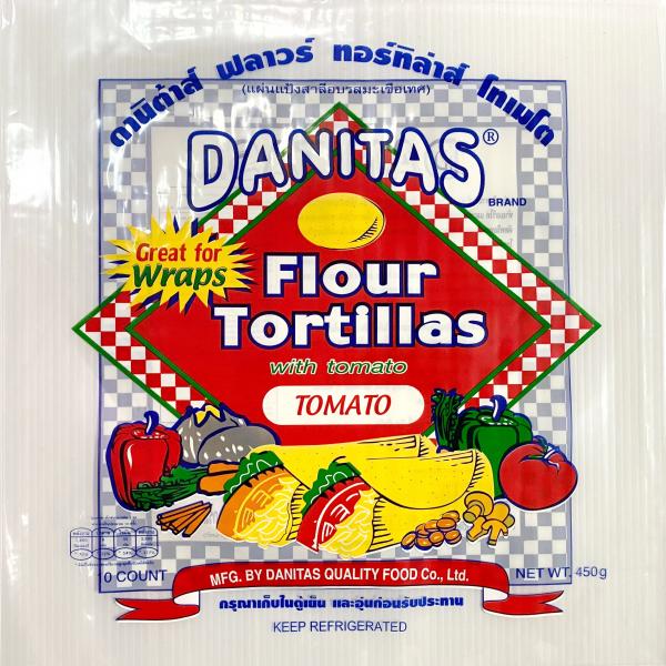 ดานิต้าส์ ฟลาวร์ ทอร์ทิล่า โทเมโต (แผ่นแป้งสาลีอบรสมะเขือเทศ)