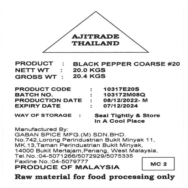 Black Pepper Whole/Coarse/Powder  / Malaysia