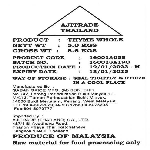 Thyme Whole/Flake/Ground/Powder  / Malaysia