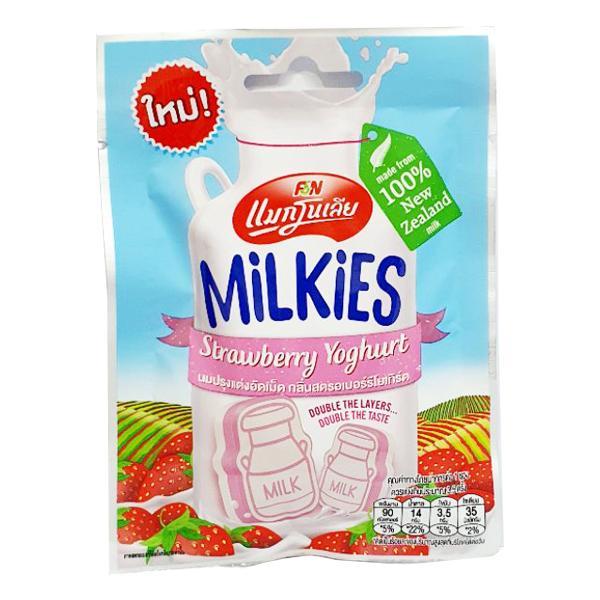 นมปรุงแต่งอัดเม็ดพร่องมันเนย กลิ่นสตรอเบอร์รี่โยเกิร์ต