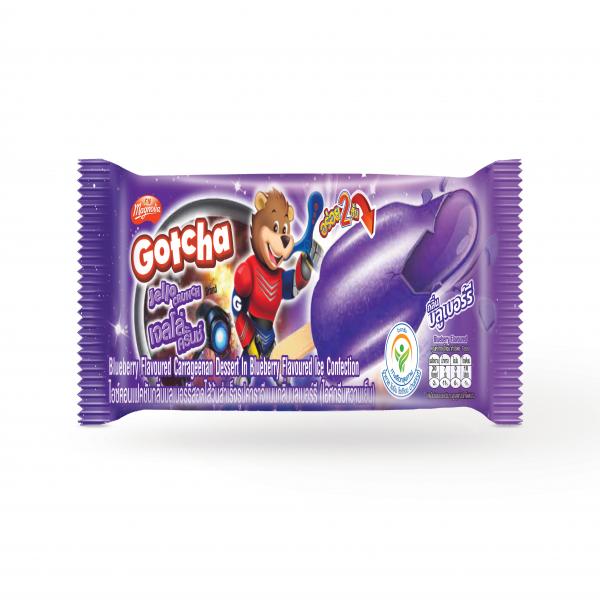 ไอซ์คอนเฟคชันกลิ่นบลูเบอร์รีสอดไส้วุ้นสำเร็จรูปคาราจีแนนกลิ่นบลูเบอร์รี (ไอศกรีมหวานเย็น)