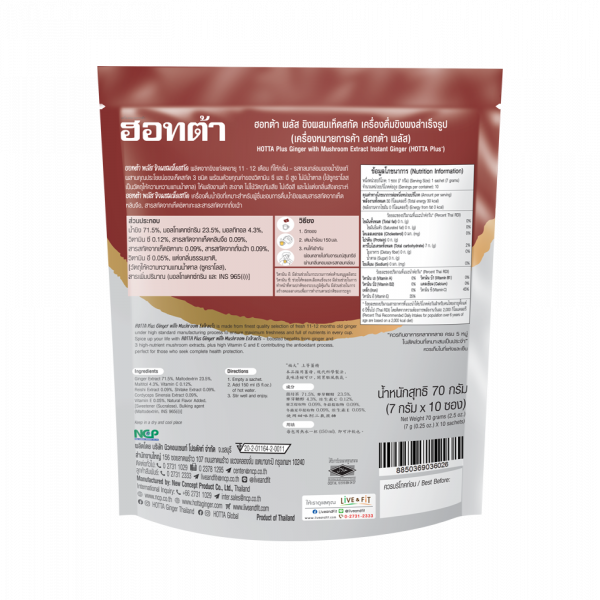 HOTTA PLUS GINGER WITH MUSHROOM EXTRACT INSTANT GINGER