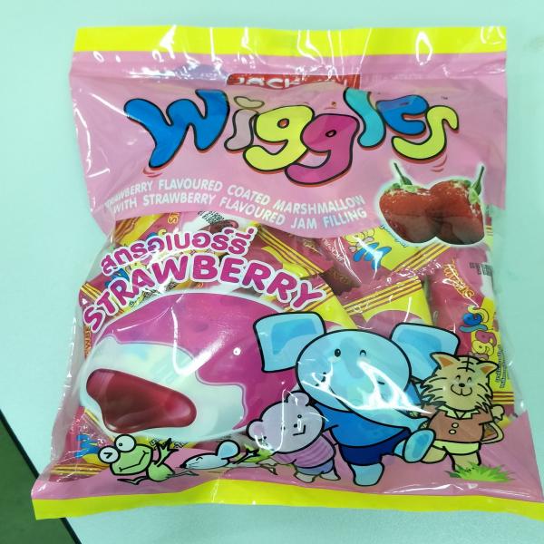 มาร์ชแมลโลว์เคลือบครีมกลิ่นสตรอเบอร์รี่สอดไส้แยมกลิ่นสตรอเบอร์รี่