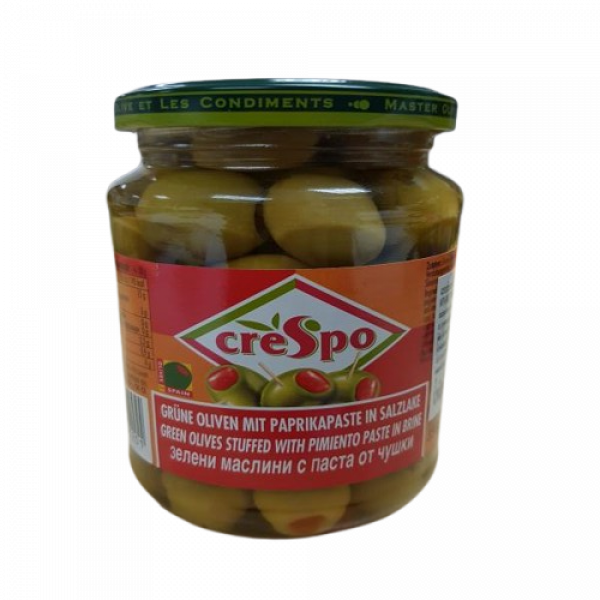 GREEN OLIVES WITH SWEET PIMIENTO STUFFING IN BRINE