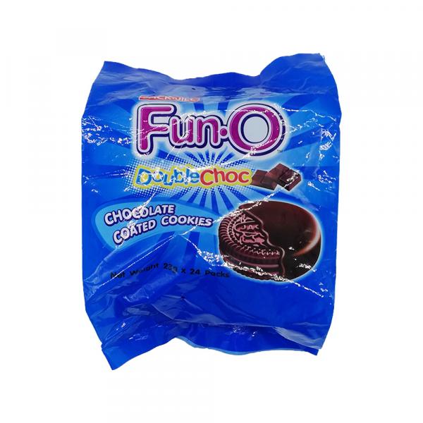 Fun - O Chocolate sandwich cookies filled with Chocolate cream and Chocolate coated