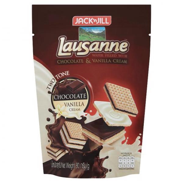 WAFER FILLED WITH CHOCOLATE FLAVOURED CREAM AND VANILLA FLAVOURED CREAM