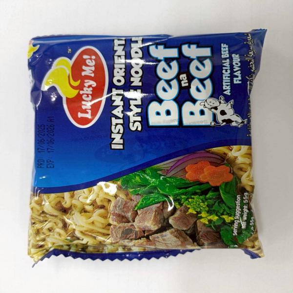 Lucky Me! INSTANT ORIENTAL STYLE NOODLE Beef na Beef ARTIFICIAL BEEF FLAVOUR