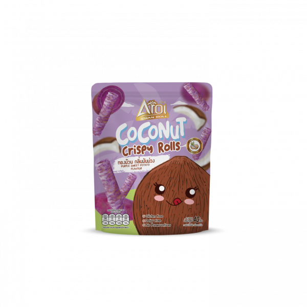 COCONUT CRISPY ROLLS PURPLE SWEET PATATO FLAVOUR(40g.AND 60g.)