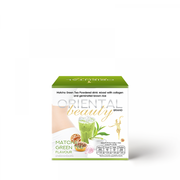 เครื่องดื่มชาเขียวมัทฉะปรุงสำเร็จชนิดผงผสมคอลลาเจนและข้าวกล้องงอก