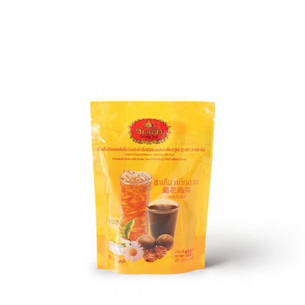 เครื่องดื่มเก๊กฮวยหล่อฮั้งก้วยปรุงสำเร็จชนิดผงผสมชาเขียว  (สูตร 2)