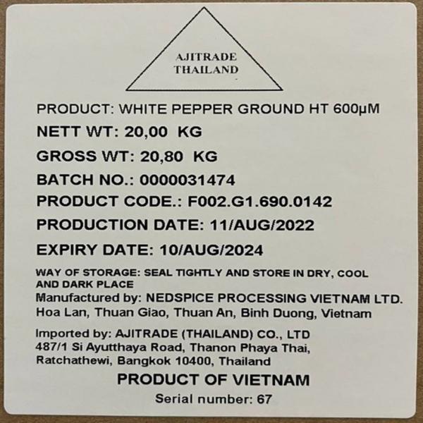 White Pepper Powder / Vietnam