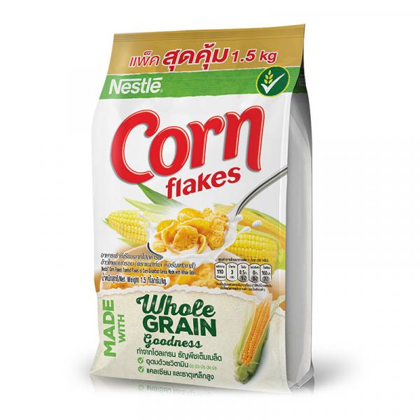 Toasted Flakes of Corn Breakfast Cereal Made With Whole Grain