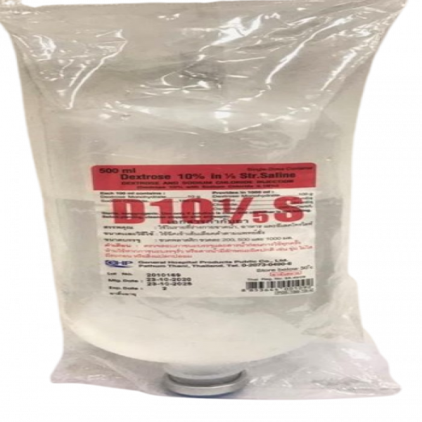 Dextrose 10% in 1/5 STR. Saline