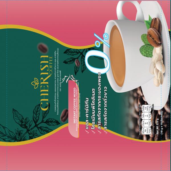 กาแฟปรุงสำเร็จชนิดผง ผสมคอลลาเจน สารสกัดจากถั่วขาว แอลคาร์นิทีน โครเมียมพิโคลิเนต สารสกัดจากกระบองเพชรซูคราโลส และสารสกัดจากเมล็ดองุ่น