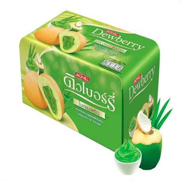 Puff cake pandan flavored with Coconut pandan flavored cream filling