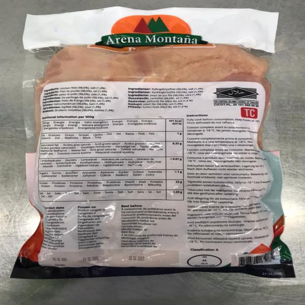 Chicken Breast Fillet Frozen, Boneless, Skinless, Salted 1.2% - 1.6%