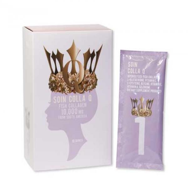 SOIN COLLA Q (HYDROLYZED FISH COLLAGEN, L-GLUTATHIONE, VITAMIN C, L-CYSTEINE, GLYCINE, VITAMIN E, VITAMIN A, SELENIUM DIETARY SUPPLEMENT PRODUCT)