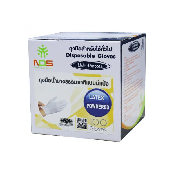 ถุงมือน้ำยางธรรมชาติแบบมีแป้ง (บรรจุ 50 ชิ้น, 100 ชิ้น)
