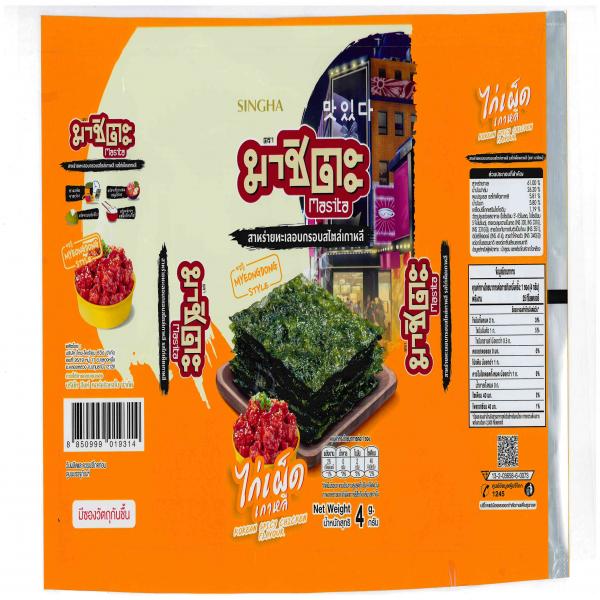 สาหร่ายทะเลอบกรอบสไตล์เกาหลี รสไก่เผ็ดเกาหลี (ขนาด 4 กรัม)