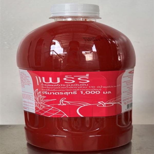 น้ำรสผลไม้รวมเข้มข้น เมื่อเจือจางด้วยน้ำอัตราส่วน 1:10 มีน้ำผลไม้รวม 8.4%
