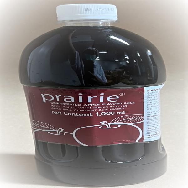 น้ำรสแอปเปิ้ลเข้มข้น เมื่อเจือจางด้วยน้ำอัตราส่วน 1:10 มีน้ำแอปเปิ้ล 2.9%