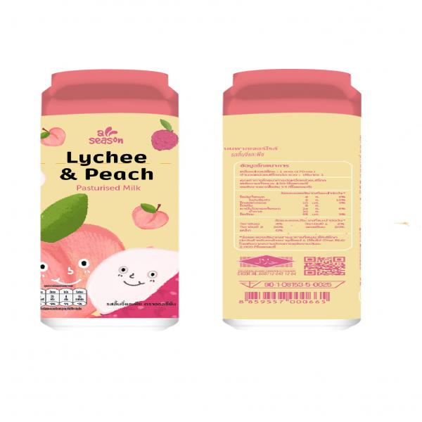 LYCHEE AND PEACH FLAVOURED PASTEURISED MILK PRODUCT