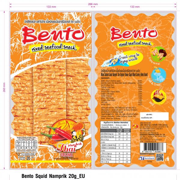 Mixed Seafood Snack Namprik Thai Original Flavour (Squid Mixed Surimi) (Bento Brand)