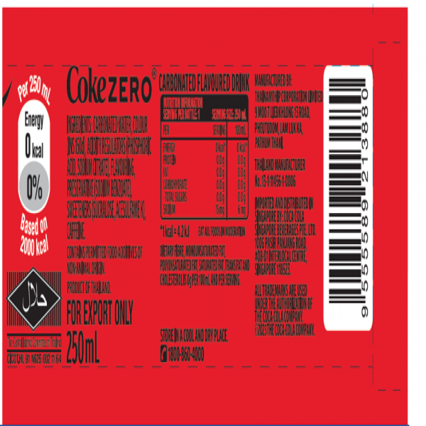 Coca-Cola Zero in Non-Returned Glass Bottle