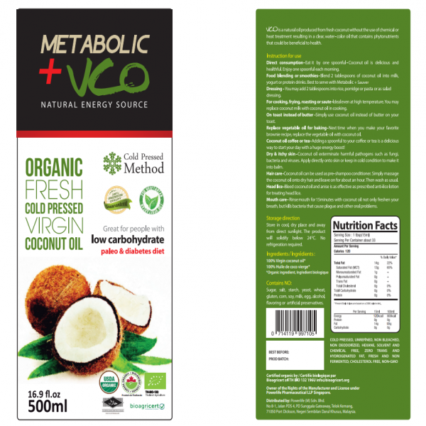 Organic virgin coconut oil