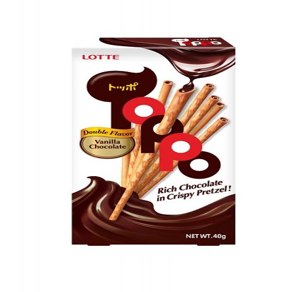 TOPPO VANILLA FLAVORED PRETZEL STICK WITH CHOCOLATE FILLING