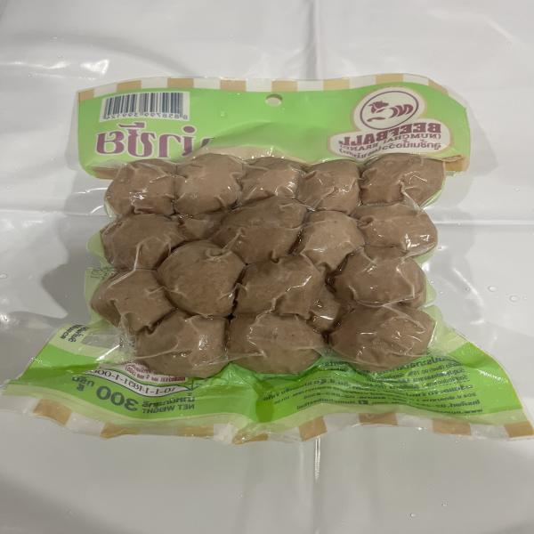 ลูกชิ้นเนื้อวัว (ตรานำชัย) (ขนาดลูกใหญ่ น้ำหนักสุทธิ 300 ก., 150 ก.)