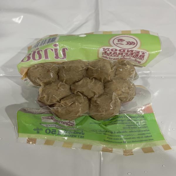 ลูกชิ้นเอ็นเนื้อ (ตรานำชัย) (ขนาดลูกใหญ่ น้ำหนักสุทธิ 150 ก.)