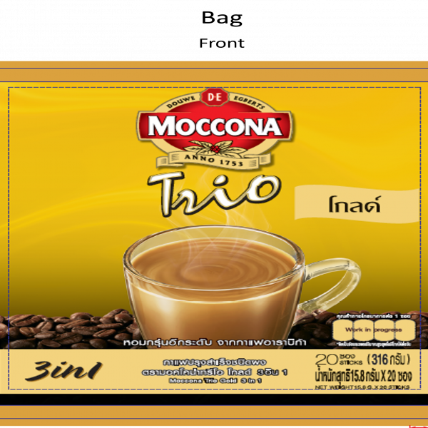 กาแฟปรุงสำเร็จชนิดผง ตรามอคโคน่าทรีโอ โกลด์ 3อิน1