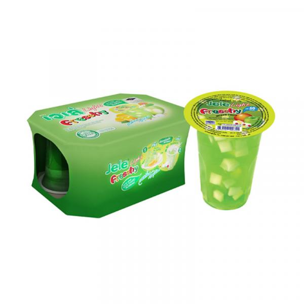 ขนมเยลลี่คาราจีแนนผสมบุกผง และน้ำองุ่นขาว 15% กลิ่นผลไม้รวม