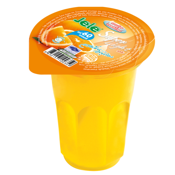 ขนมเยลลี่คาราจีแนนผสมบุกผง และน้ำองุ่นขาว 15% กลิ่นส้ม